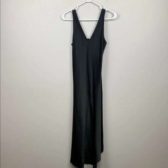 ALL SAINTS satin V neck green slip sleeveless maxi dress xs Euc - Picture 10 of 12